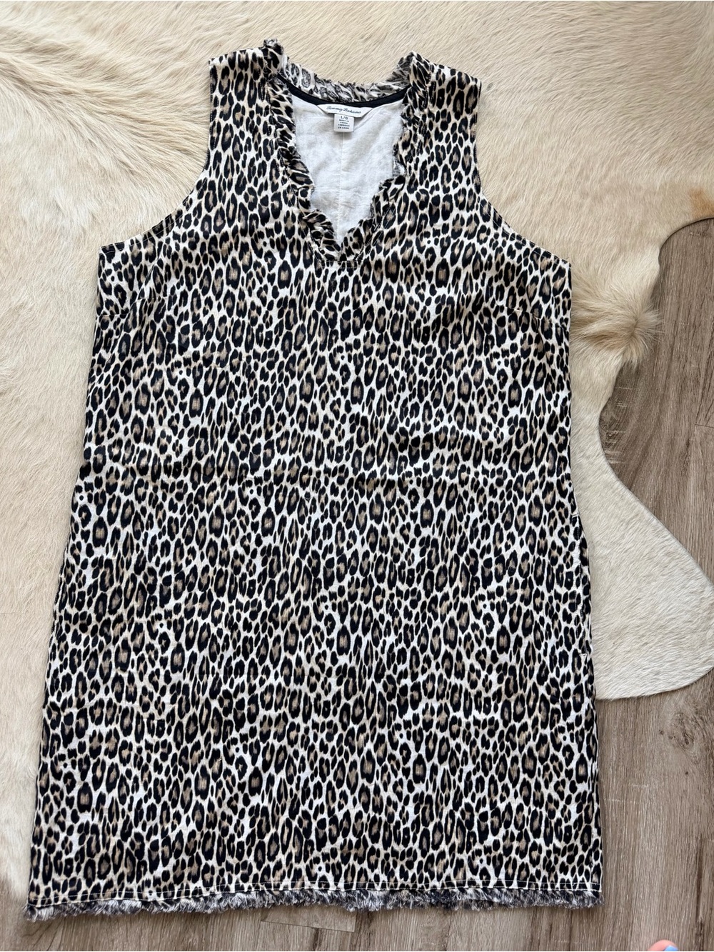 Tommy Bahama Leopard Print Sleeveless Shift Dress in w/ POCKETS!